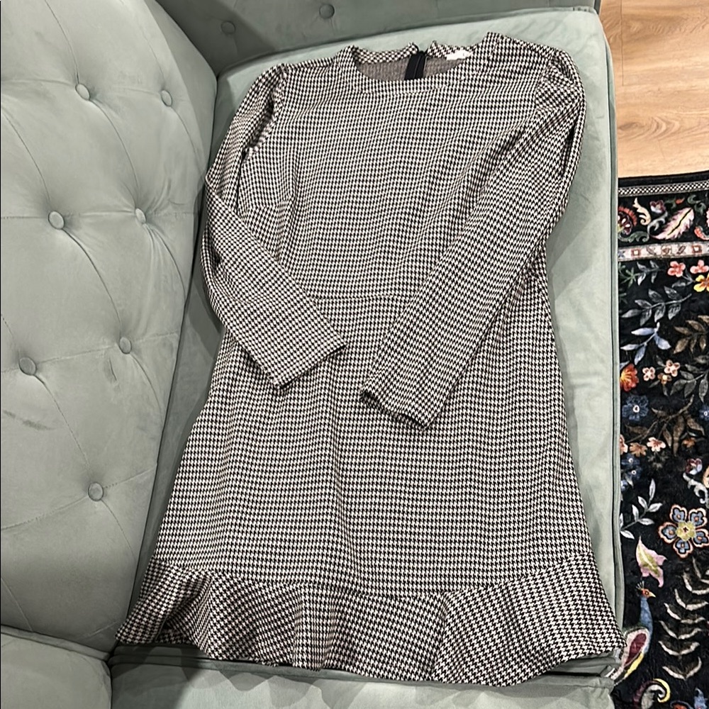 LOFT Black and White Houndstooth Dress